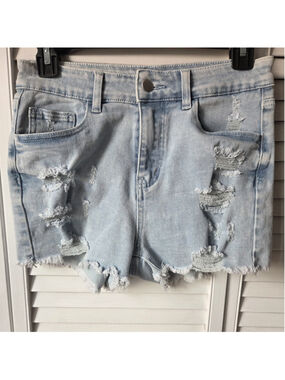 Women's Unbranded Light Blue Distressed Jean Shorts S